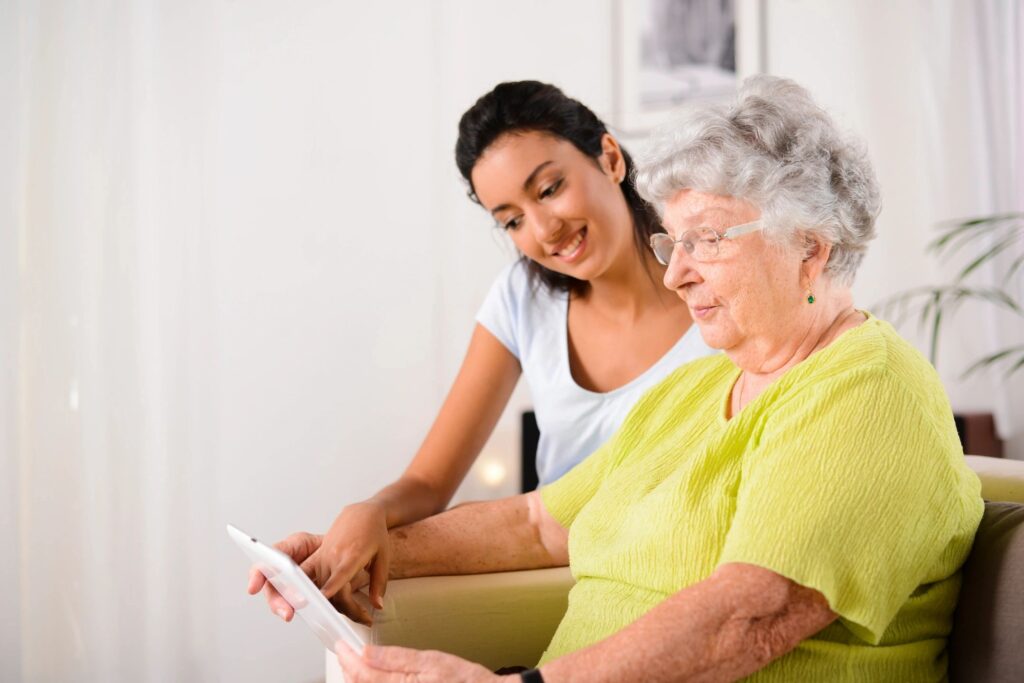 Caregiver caring for a dementia client.